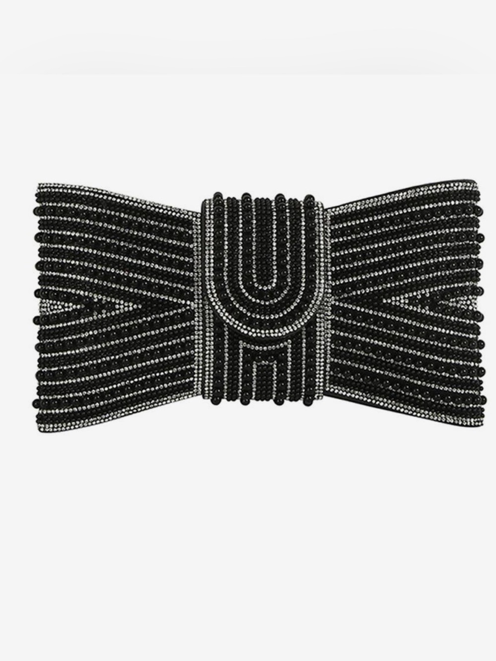 Beaded Bow Hair Clip in Black